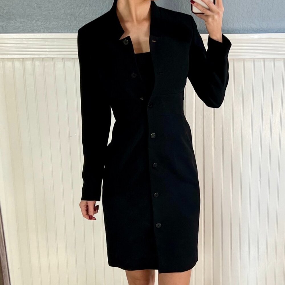 Calvin Klein Black Longline Single Breasted Coat XS